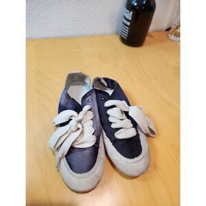 m Navy Gray Satin Lace-Up Sneakers Women's Size 240 EU 37 US‎ 7